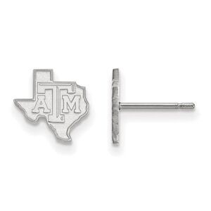 10k White Gold Texas A & M University XS (Tiny) Post Earrings